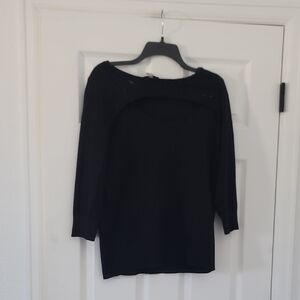 Cable & Gauge Off-the-Shoulder Black Sweater